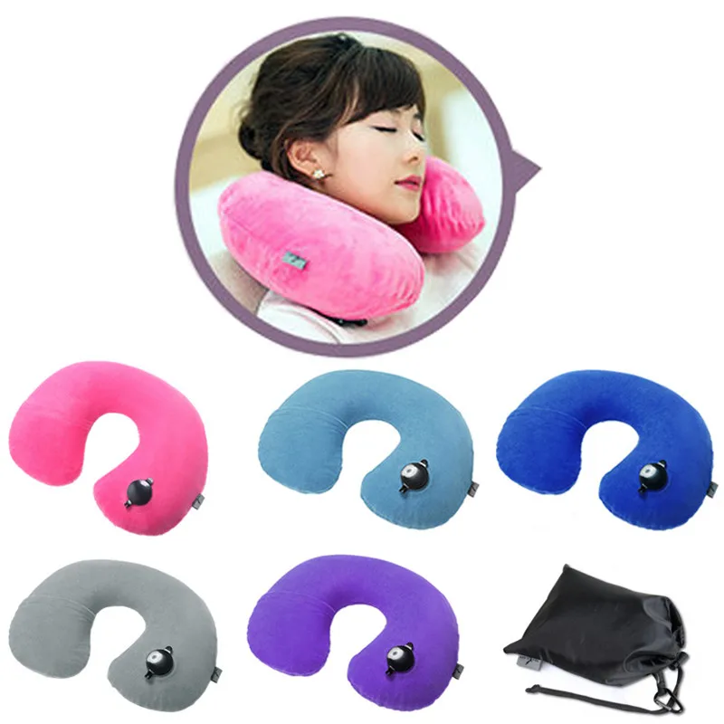 Inflatable U Shape neck pillow car airplane travel office pillows headrest air cushion soft
