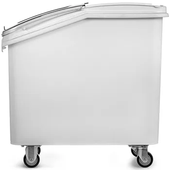 

Strong Body White Plastic Mobile Ingredient Storage Bin with Lid 27 Gallon