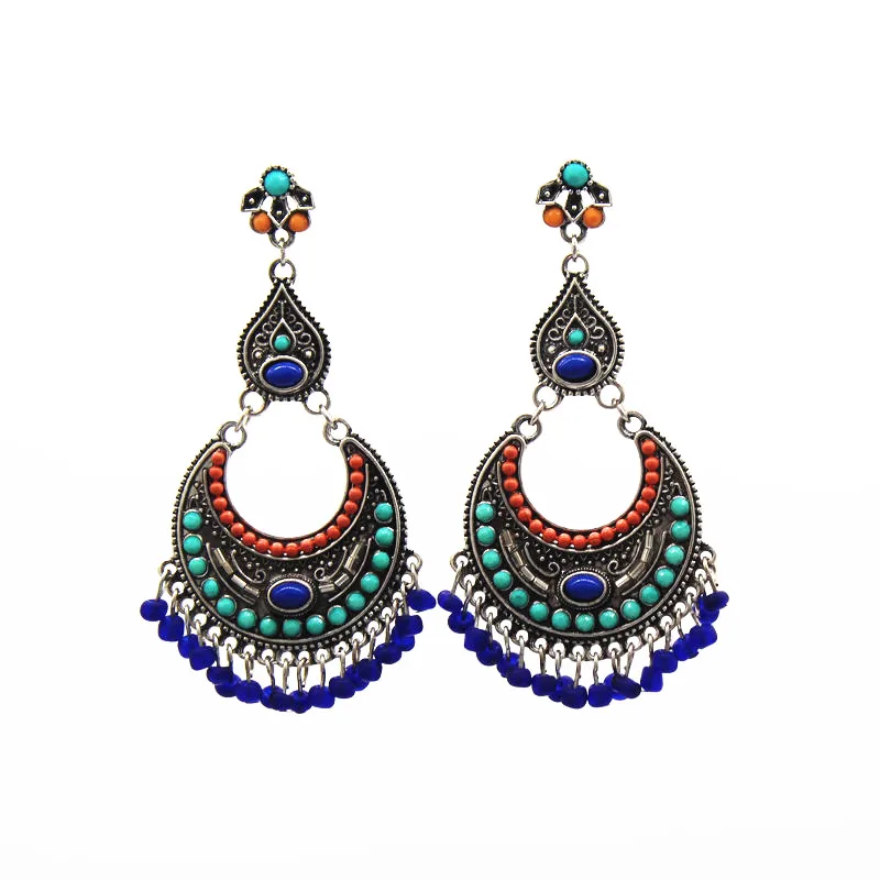 

fashion jewelry metal retro vintage silver plated beads bohemian boho earrings