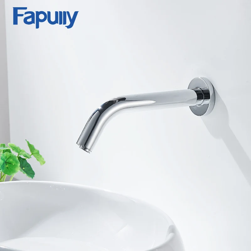 

Fapully Automatic Sensor Faucets Bathroom Wall Mounted Basin Faucet Chrome Cast Cold Sensor Water Mixer Tap