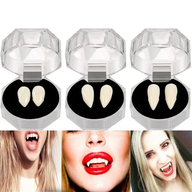 Résultat de recherche d'images pour "5 Styles Horrific Fun Clown Dress Vampire Teeth Halloween Party Dentures Props Zombie Devil Fangs Tooth With Dental Gum"