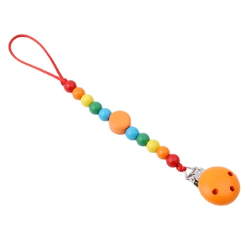 

2018 New Arrival Hot Sale Baby Wood Beaded Pacifier Clip Dummy Chain Nipple Holder Infant Soother Teether For Infant Feeding