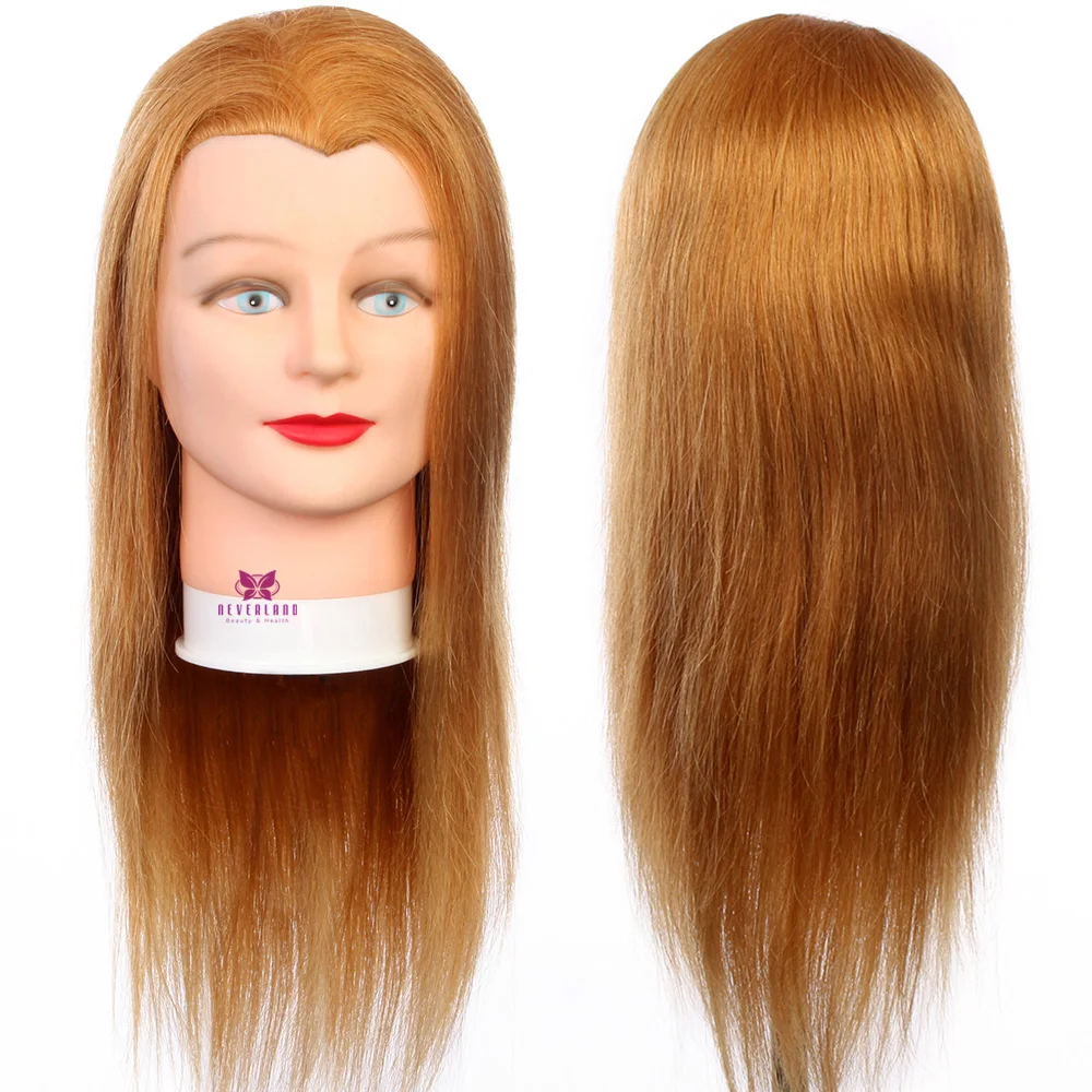 27 20" 100 Real Human Hair Hairdressing Mannequin Head Training Head