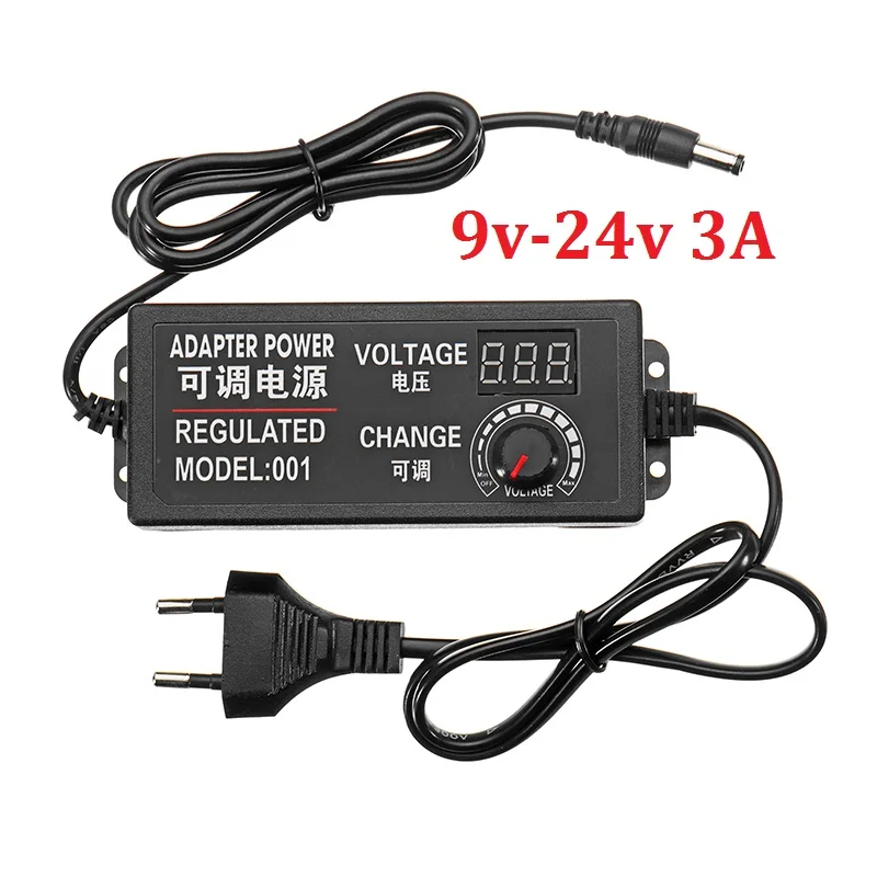  9-24V 3A 72W AC/DC Adapter Switching Power Supply Regulated Power Adapter Display EU Plug High Qual