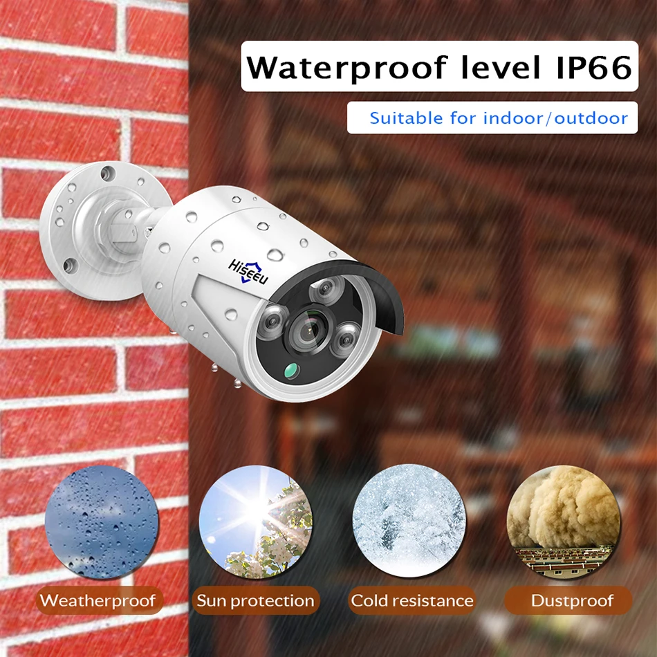 Hiseeu 4CH 720 P 1080 POE CCTV Камера системы Водонепроницаемый IP66 IP металла ИК Открытый P2P