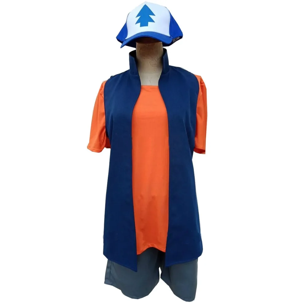 

2018 Anime Gravity Falls Dipper Pines Suit Hat+T-shit+Vest+Shorts+Sock Cosplay Costume Sets Halloween Clothes