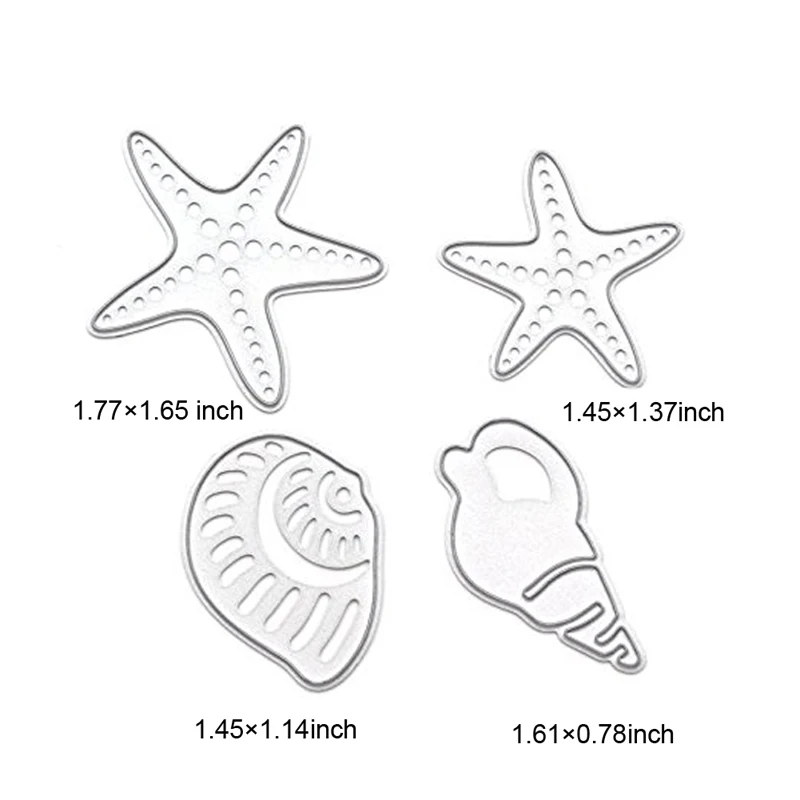 4 шт DIY металлические режущие штампы Морская звезда раковины seashell Скрапбукинг штампы металлические ремесленные штампы для изготовления открыток штампованные декоративные инструменты - Цвет: 4pc sea star