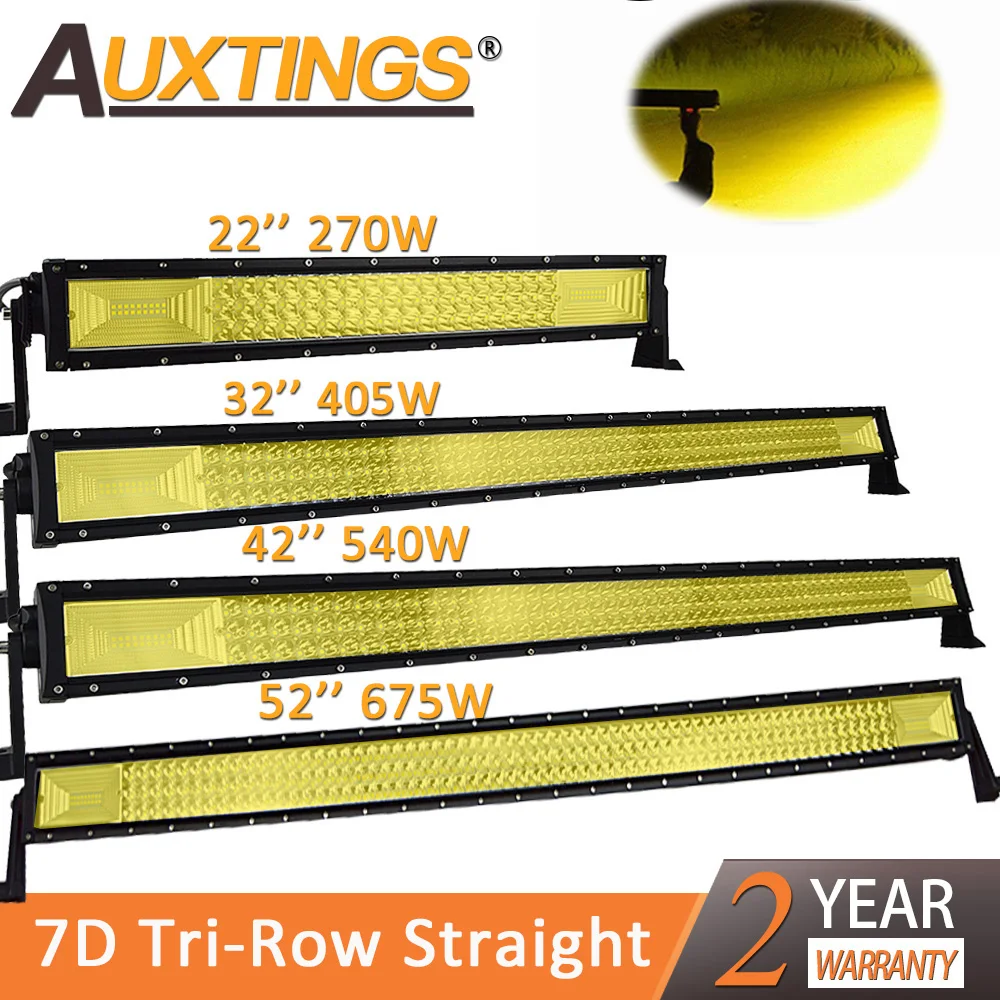 Auxtings 7D Янтарный светодиодный светильник бар 22 &quot32&quot 42 &quot52&quot дюймов 12 В 24 в
