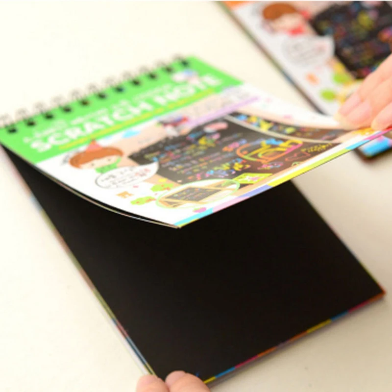 Colorful DIY Draw Sketch Scratch Note Cardboard Kids Stationery Toy Doodle Pad 