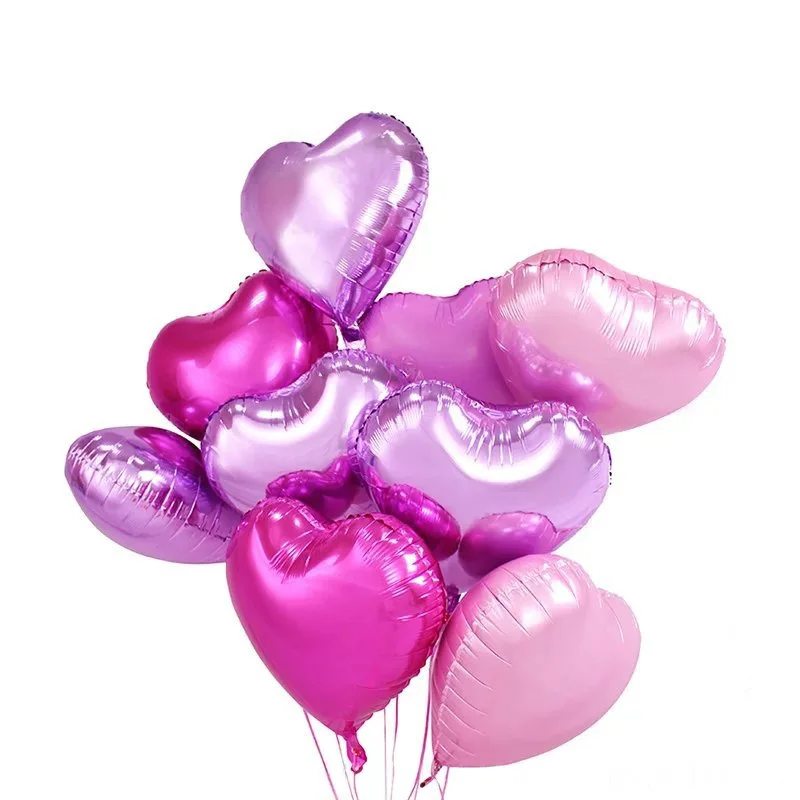 

10pcs/set 18inch Pink White Hart Aluminum Film Balloon Birthday Valentine's Day Wedding Party Baby Shower Decorative Balloons 5w