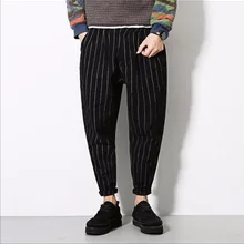 S-3XL Новая осень Для Мужчин's Винтаж вертикальная полоса свободные штаны-шаровары повседневные универсальные брюки прилив парикмахер ночной клуб костюмы