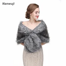 Свадебные палантины болеро Искусственный мех для свадьбы Вечеринка Пром куртка зимнее пальто белое Мех животных шаль coprispalle Свадебные pj170920