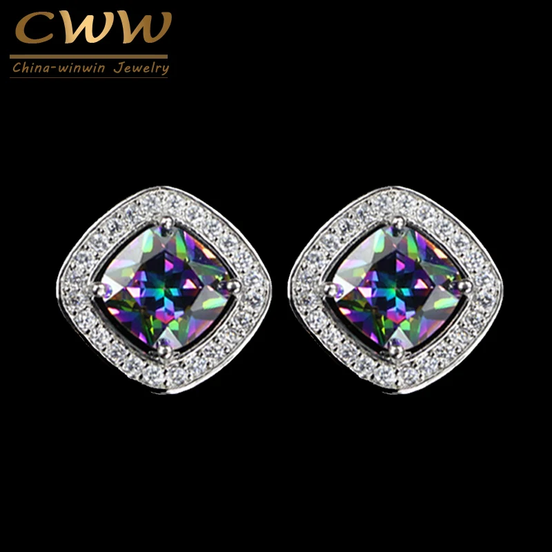 CWWZircons классические квадратные благородные мистические хрустальные серьги-гвоздики с крошечным камнем CZ Модные женские праздничные ювелирные изделия подарок CZ171