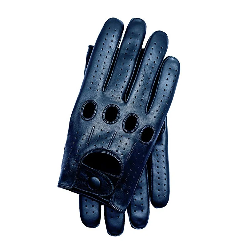 New Arrival Mens Gloves Goatskin Leather Riding Driving Gloves Full Finger Non unlined Slip Mitten For Male Real Leather Gloves