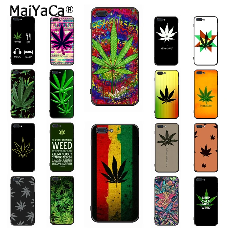 اسم منى MaiYaCa plant leaves Cannabis leaf DIY Painted cool Coque Shell ... coque iphone 8 Keep Calm and Smoke Marijuana