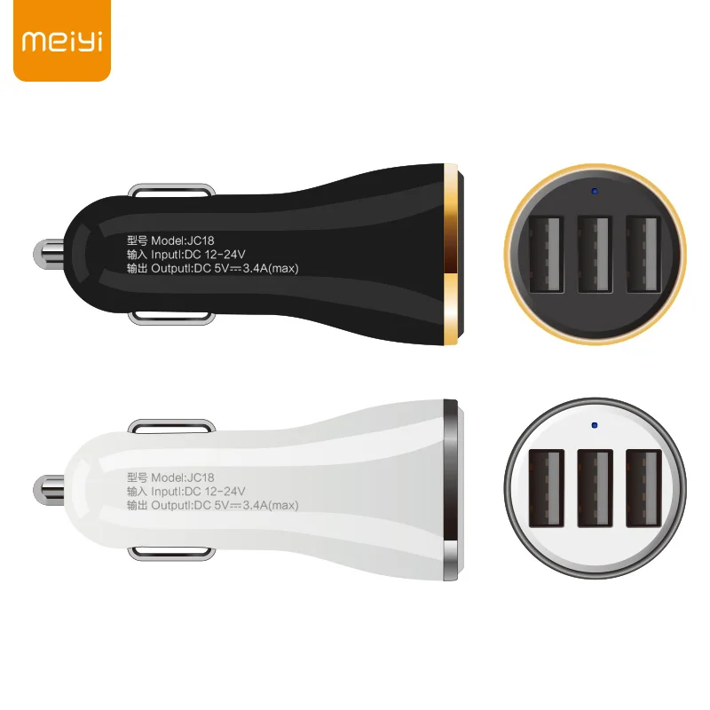 Joway JC18 سيارة شاحن 3.4a ماكس (حقيقية) 3 إخراج usb تهمة سريع ل فون 6 ثانية 6 زائد لسامسونج s5 s4 s3 الهواتف النقالة وأقراص