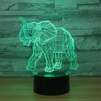 

Elephant 3D night light Seven color touch Acrylic LED gift table lamp 1175