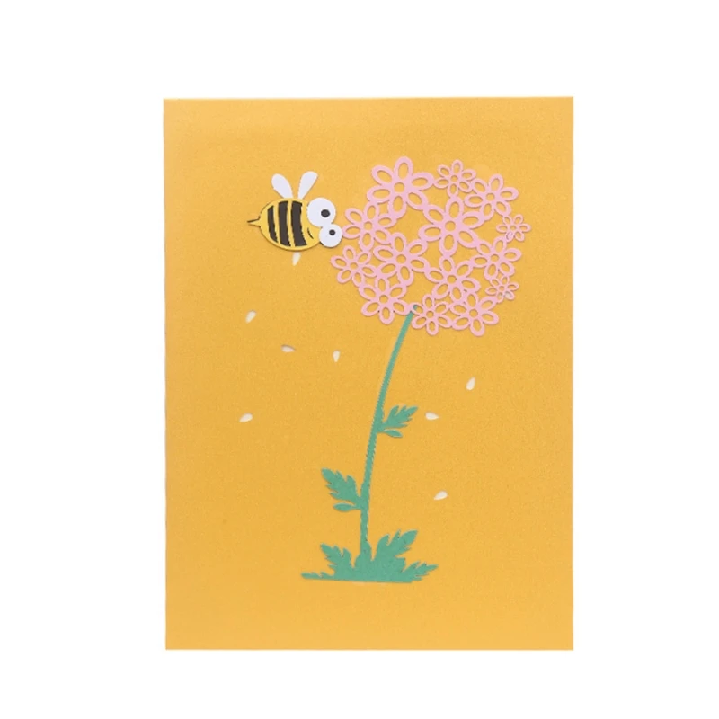  Handmade Birthday Wedding Invitation 3D Pop Up Card Bee Flower Greeting Cards - 32895082939