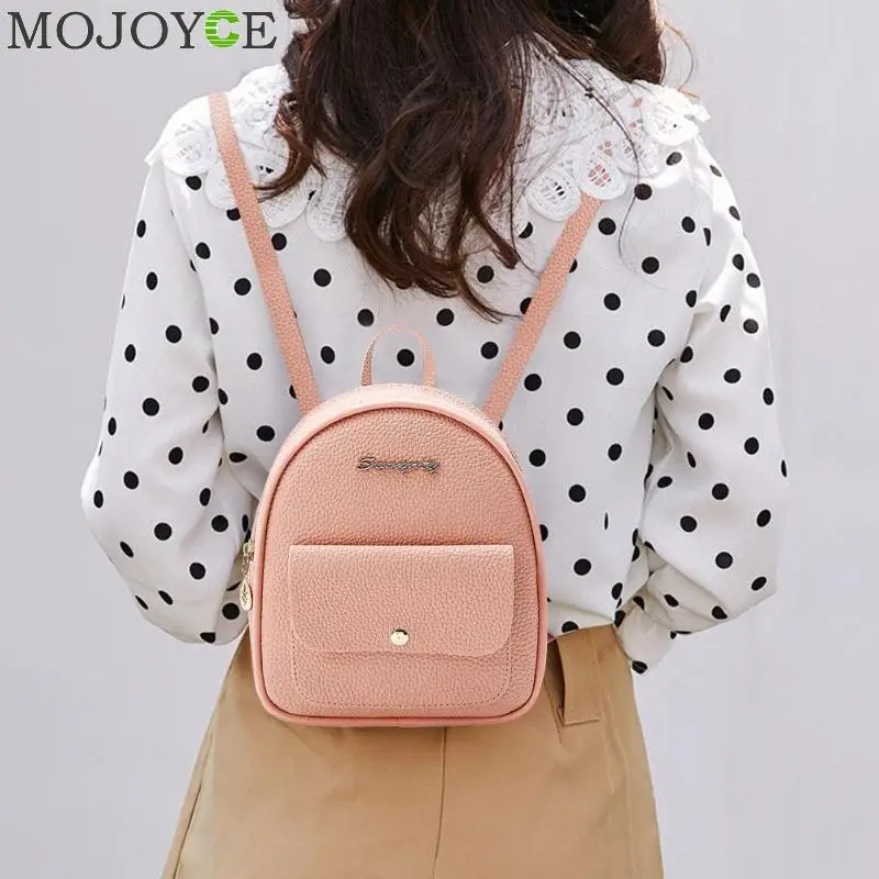 

Mini Backpack Women Korean Style PU Leather Shoulder Bags For Women 2019 Teenage Girls Multi-Function Small Bagpack Phone Pouch