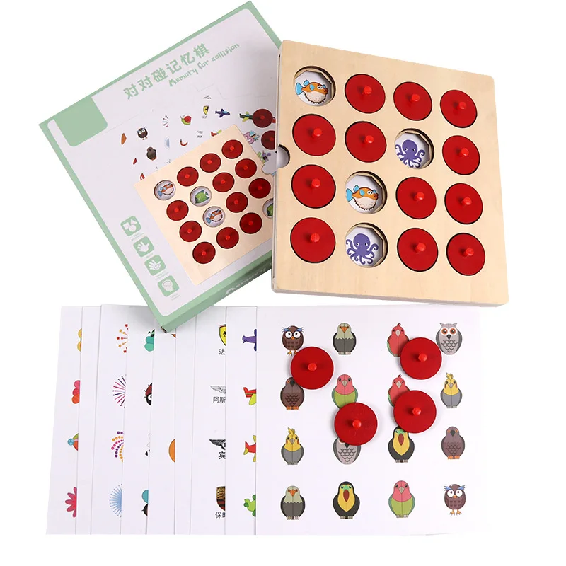 Children's Montessori Educational Toys Parent-child Interactive Table Games Wooden Pair of Memory Chess Concentration Training