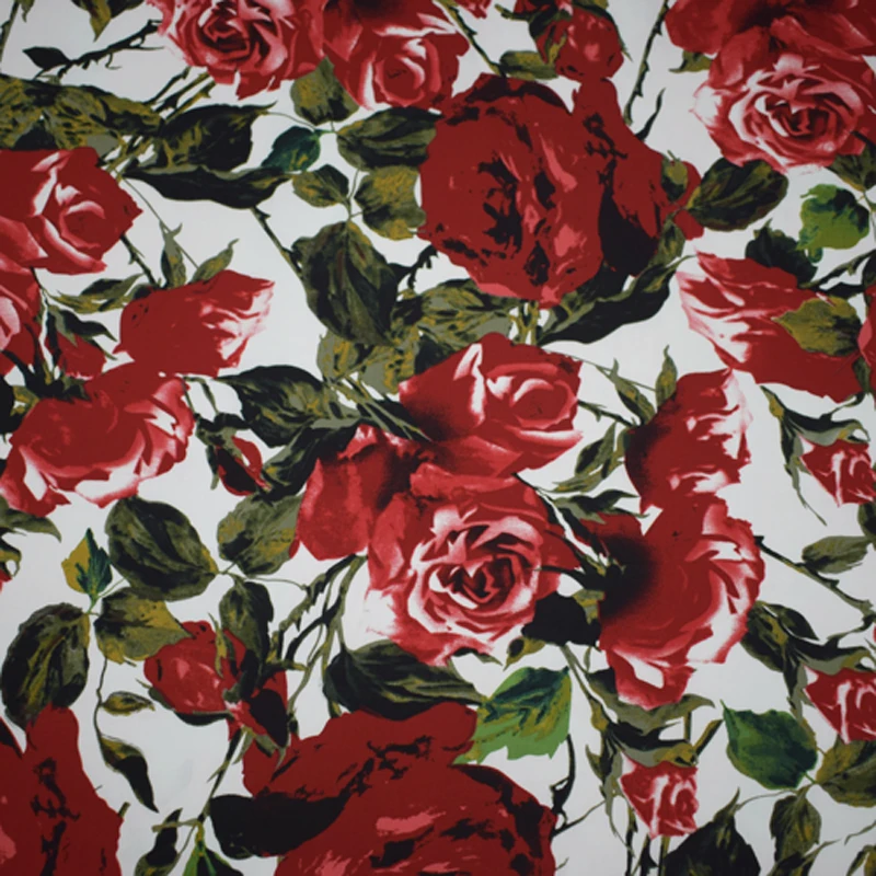Rose Flower Printed Cotton Fabric Fashion Spandex Satin Fabrics Cheap Tissu au Metre Reactive Dyes Tecido 1 Rose Flower Printed Cotton Fabric Fashion Spandex Satin Fabrics Cheap Tissu au Metre Reactive Dyes Tecido 4