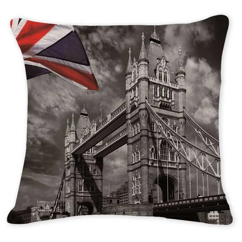 Лондонский Модный чехол для подушки с изображением башни, дивана, декоративные подушки, Биг-Бен, автобус, на заказ, наволочка для подушки в английском стиле, подушка для гостиной - Цвет: 2387