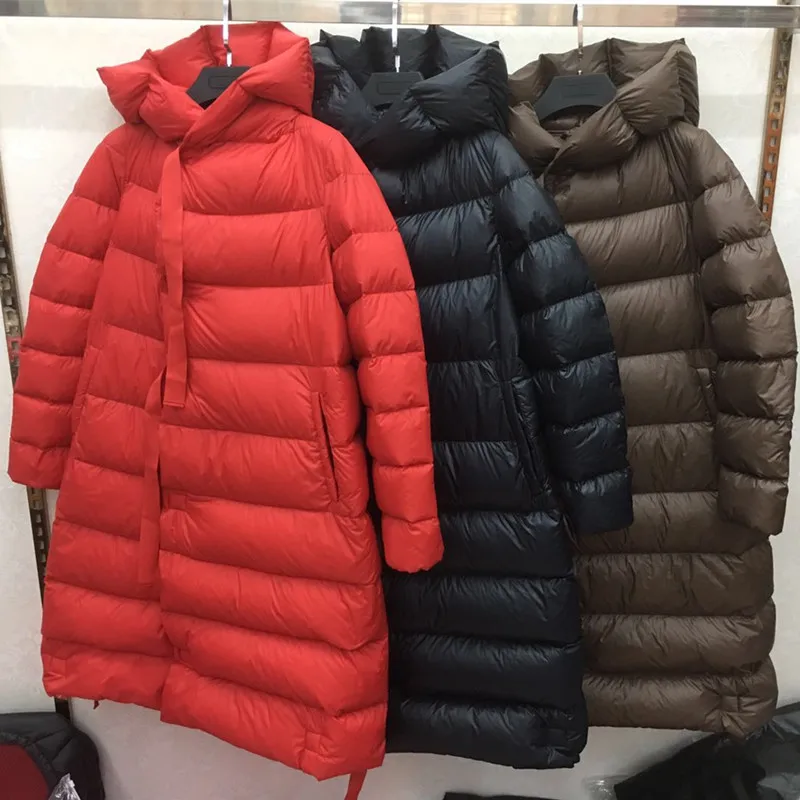 

Ly Varey Lin Women Winter Ultra Light 90% White Duck Down Parka Loose Long Down Jacket Snow Warm Snow Hooded Parkas Overcoat