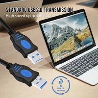 כונן קשיח כבל מתאם USB VOXLINK ל- USB כבל מאריך USB 2.0 זכר ל זכר רחב דיסק קשיח חיצוני כבל כונן כבל מתאם עבור רדיאטור קשיח (5)
