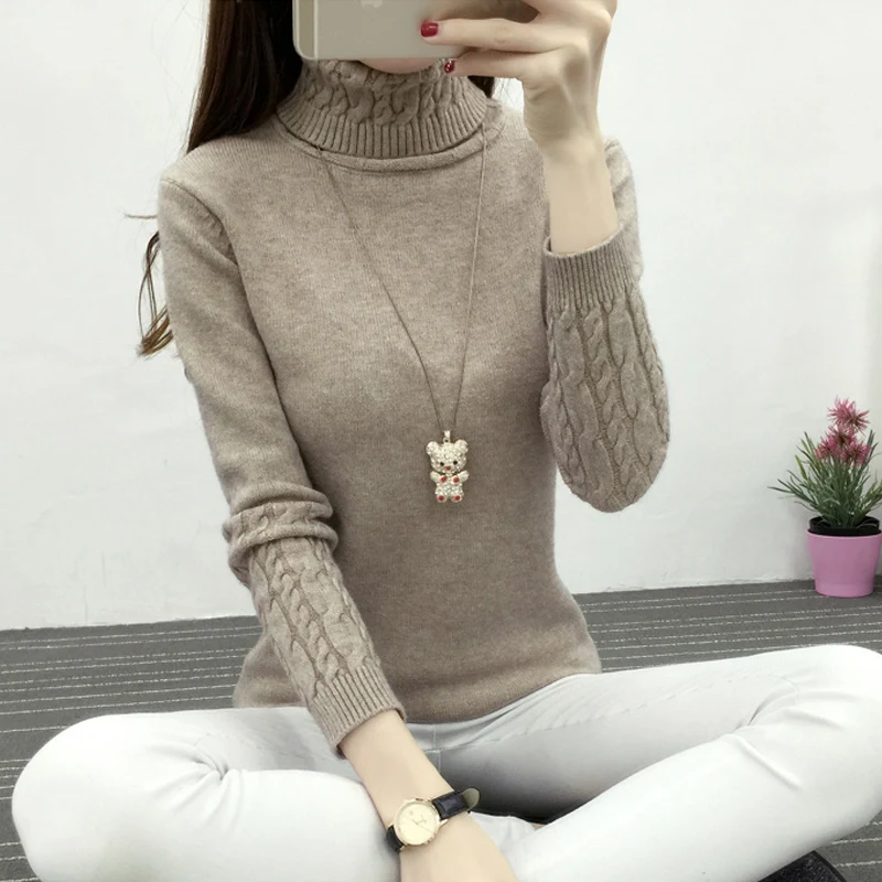 TIGENA Thick Warm Turtleneck Sweater Women 2019 Winter Knitted Pullover Sweater Female Long Sleeve Cashmere Sweater Jumper Tops