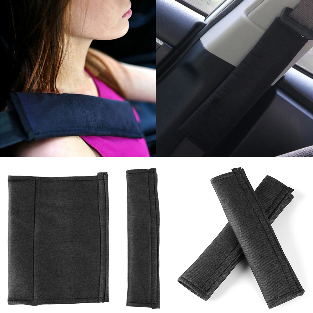 1pair Soft Black Car Seat Belt Pads Harness Safety Shoulder Strap