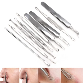 

NEW 9 Pcs Blackhead Acne Comedone Pimple Blemish Extractor Remover Stainless Steel Health Beauty Kit Set Face Skin Care Tool
