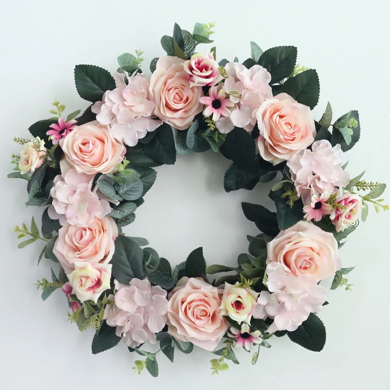 JAROWN Artificial Wreath Threshold Flower Simulation Silk French Rose Floral Garland Wedding Party Decor Home Office Door Flores (7)