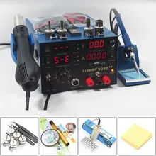 SAIKE 909D++ 3в1 паяльная станция с горячим воздухом, тепловая пушка, электропитание, Сварочная ремонтная паяльная станция с бесплатными подарками