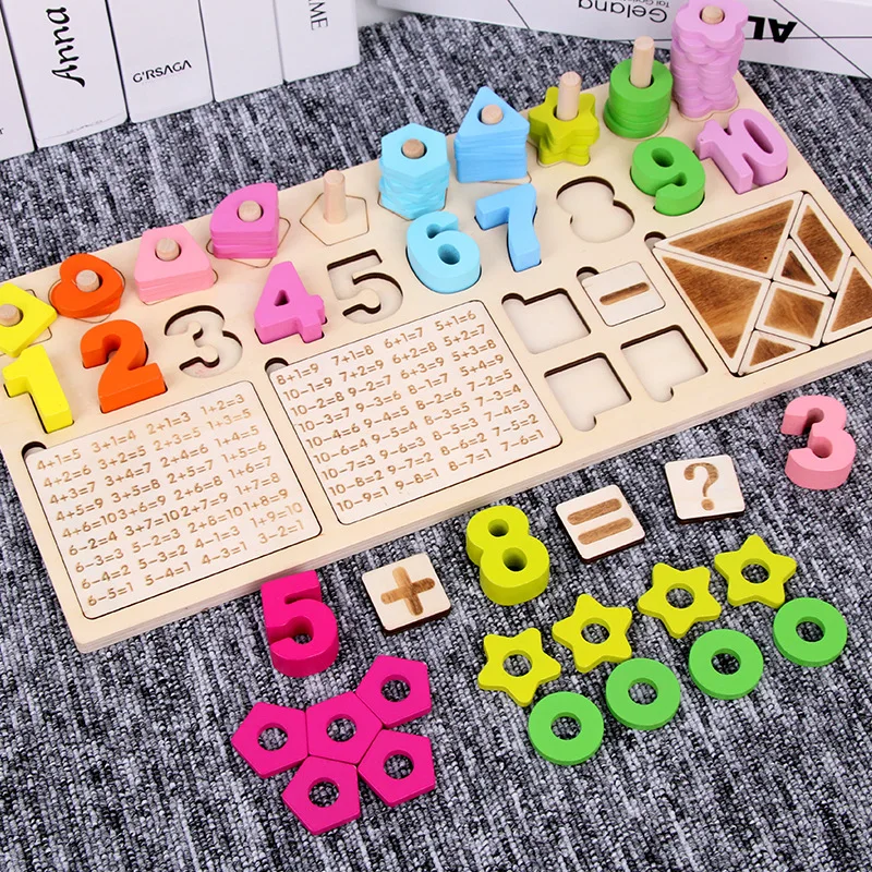 

Kids Montessori Math Wooden Toys Digitals Shapes Multiplication Table Counting Board Learning Preschool Educational for Children
