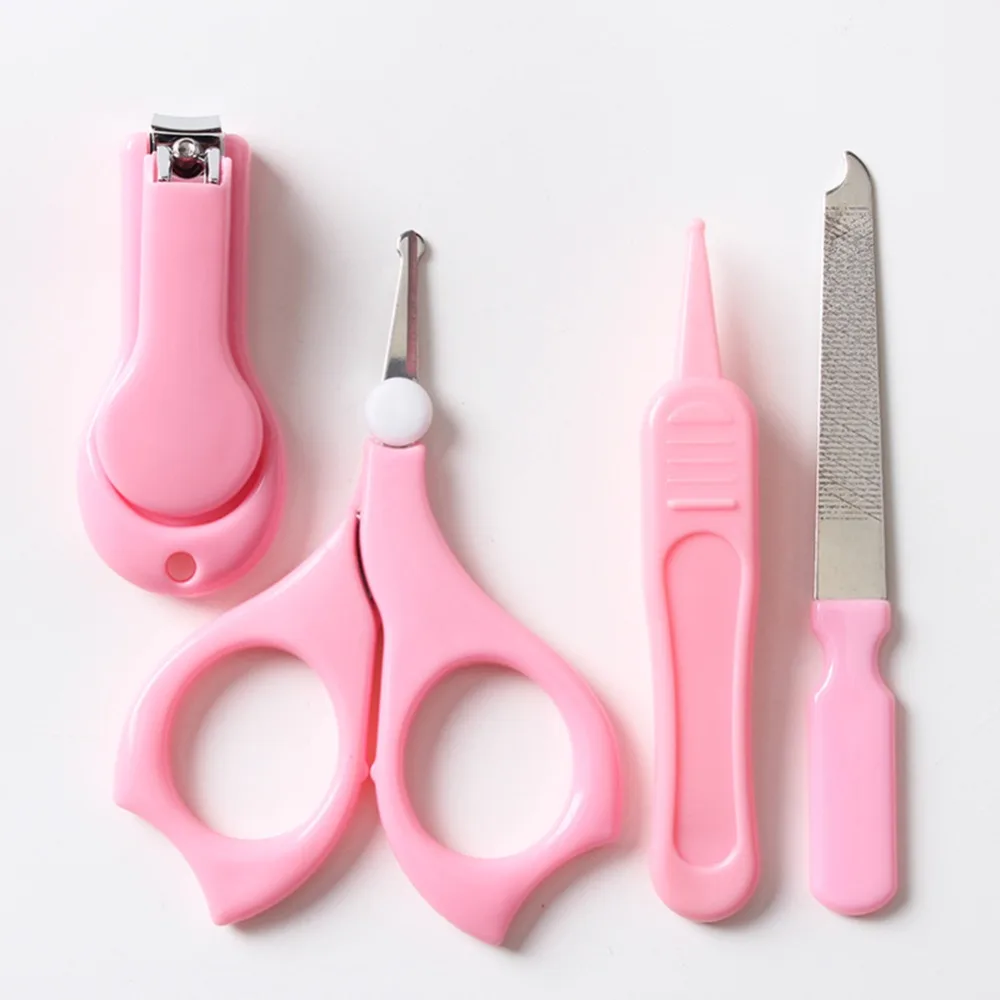 Jogo de Manicure Cortador de Unhas Kit com Caixa de Plástico para Crianças dos Miúdos Bebê Bonito Aço Inoxidável Tesoura Cortador 4 Pçs – Set