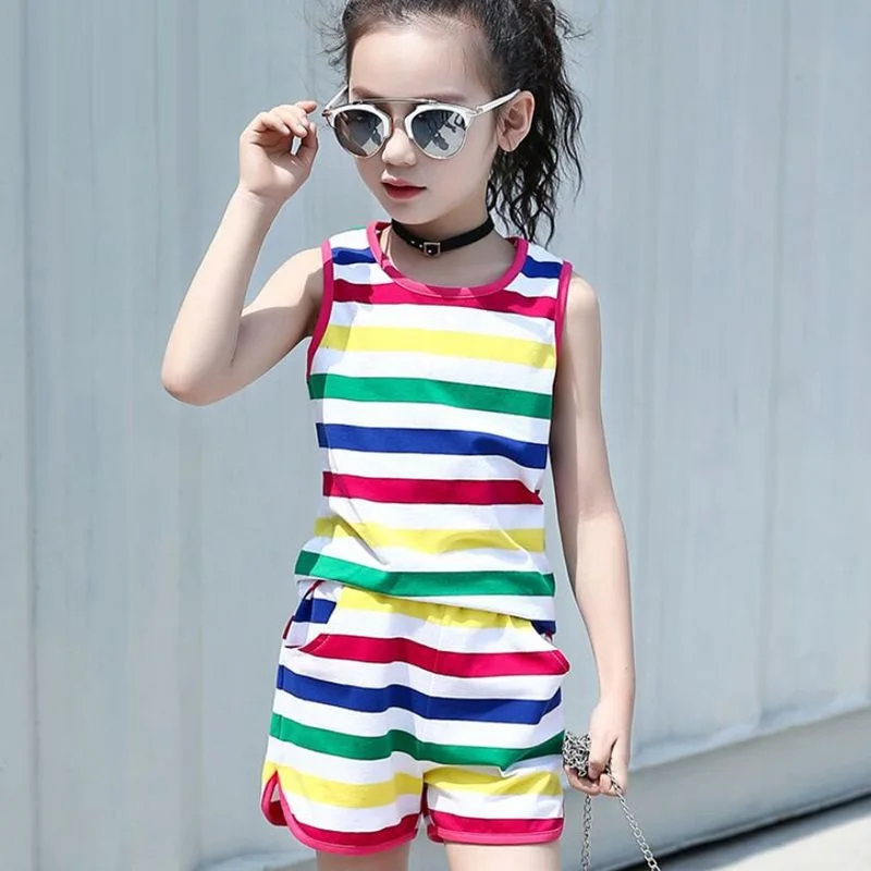 3 12Y 2018 Summer Children Girl Clothes Set Kids Girls Clothing Sets