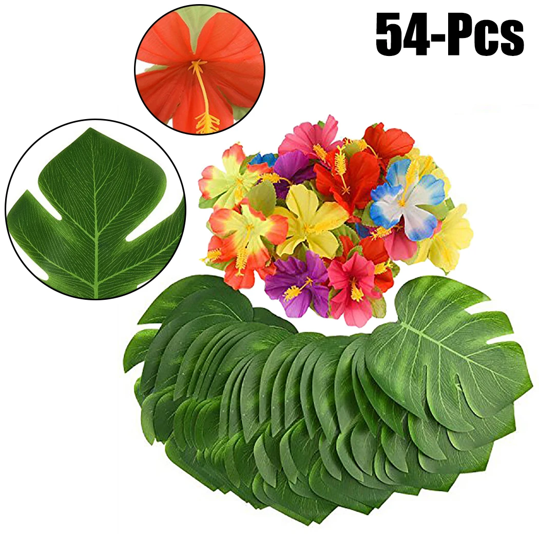 

54PCS Artificial Flowers Set Party Decor Flowers Artificial Party Flowers With Fake Leaf