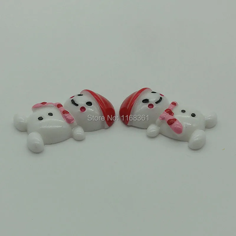 1pcs/lot resin flat back red hat snowman 29mm Cabochons Scrapbooking Hair Bow Center DIY Christmas decration C101-2