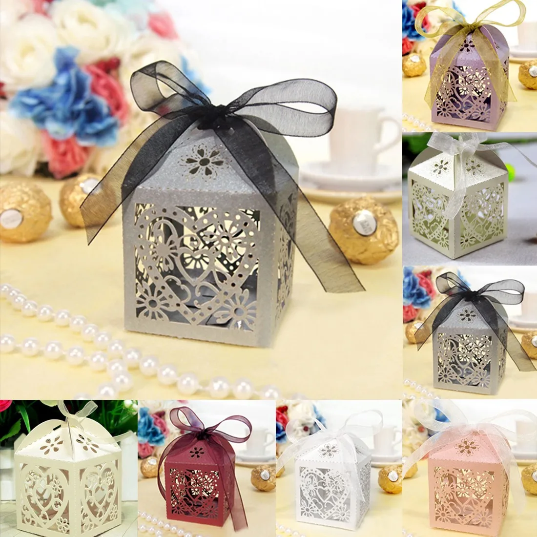 

Colorful 10PCS/Lot Bird Love Heart Candy Boxes Hollow Favors Sweets Gifts Boxes With Ribbon for Wedding Party Supplies