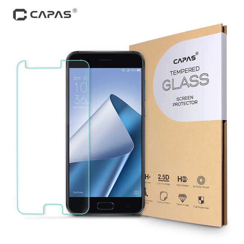 2pcs CAPAS For Zenfone 4 ZE554KL Tempered Glass Screen Zenfone4 Protector Explosion proof Protective Film LCD Guard | Мобильные