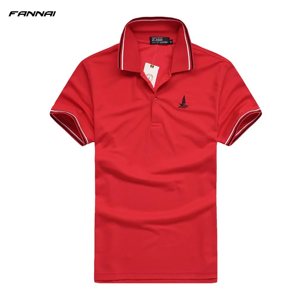 Высокое качество Camisa Polo приталенная Мужская рубашка из хлопка с отложным воротником Летняя мужская рубашка поло модная Повседневная рубашка поло - Цвет: RedCSL02P