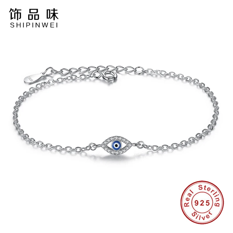 

EVOJEW Luxury 925 Sterling Silver Chain Link Bracelets Creative Blue Eye Clock Infinity Bracelet for Women Wedding Lucky Jewelry