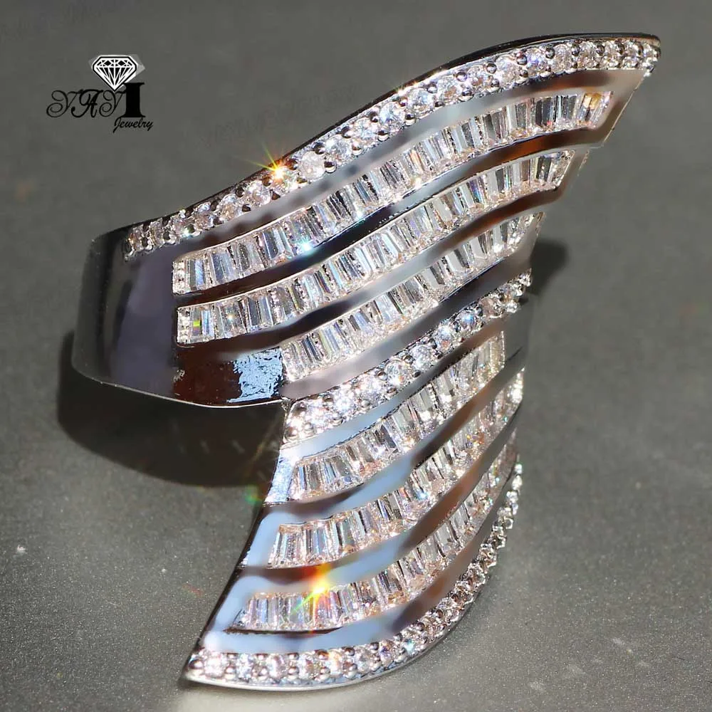 YaYI Jewelry Princess Cut 7.6 CT White Zircon Silver Color Engagement Rings wedding Heart Rings Girls Party Rings Gifts 869
