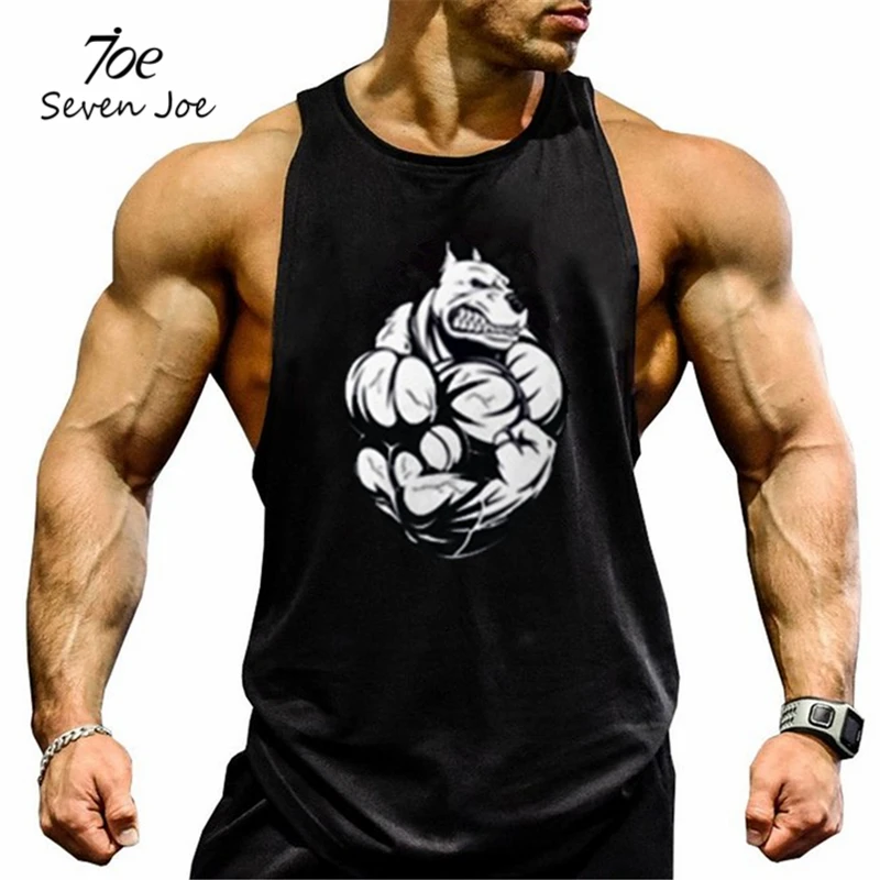 Семь Джо хлопок тренажерный зал топы на бретельках без рукавов Tanktops для