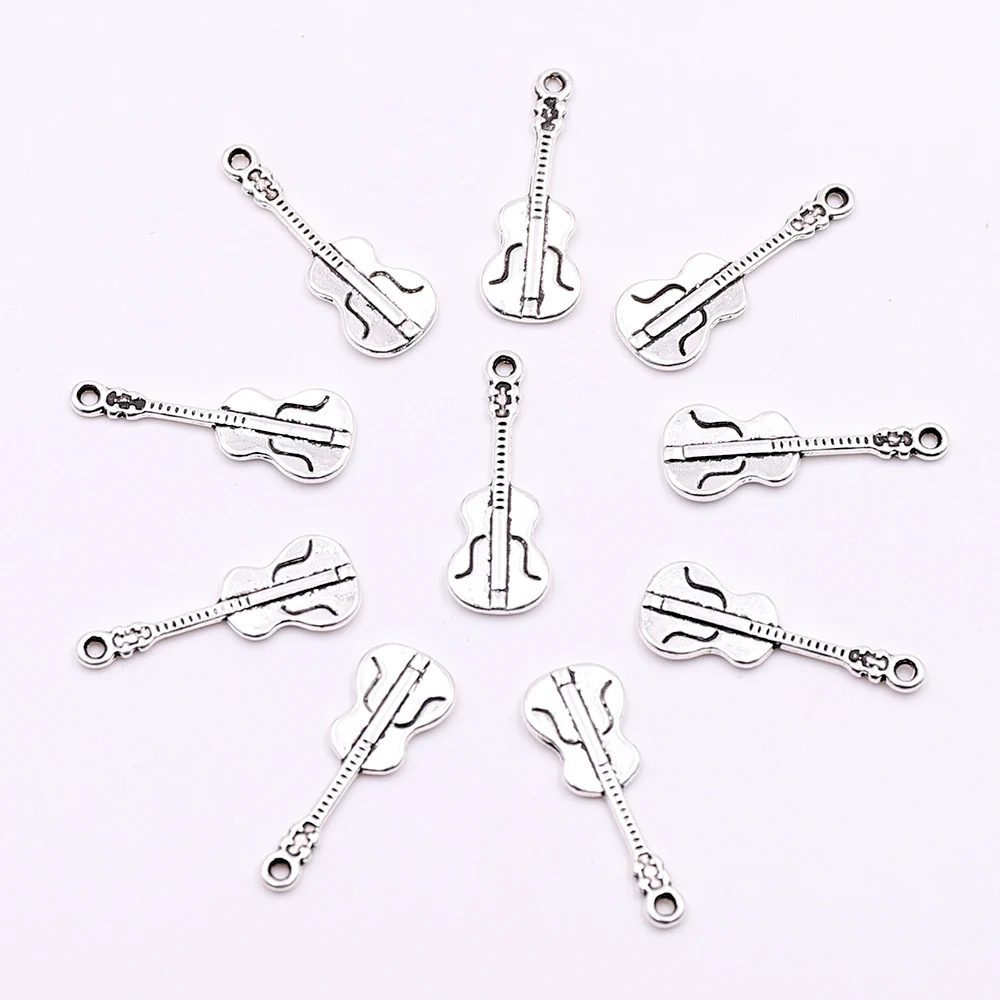 

10Pcs Vintage Silver Metal Guitar Charms for Jewelry Making DIY Earrings Bracelets Charms for Jewelry Crafts Making