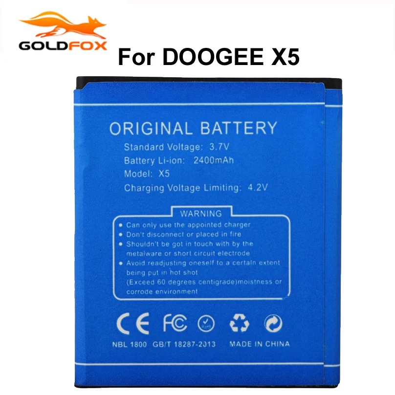 

GOLDFOX 1pc 2400mAh Li-ion Replacement Battery For DOOGEE X5 X5S X5 Pro Mobile Phone Battery