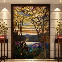 European church mosaic art glass film stained window opaque sticker self adhesive/static cling decor privacy do custom size