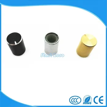 10Pcs Aluminum Volume Control Rotary Knobs Black For 6mm Dia Knurled Shaft Potentiometer
