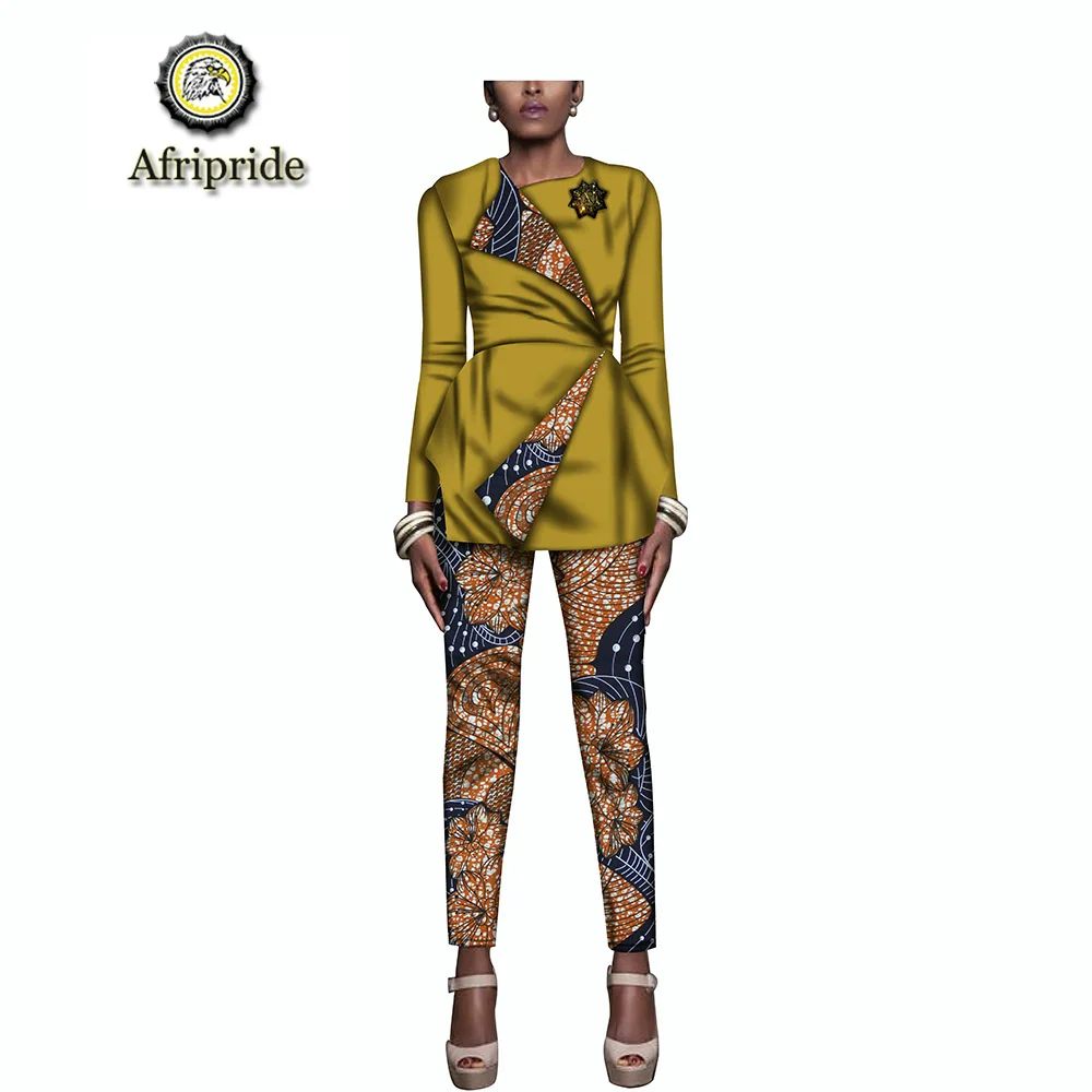 

2019 african suits for women AFRIPRIDE bazin riche ankara print suits spring&autumn dashiki casual pure cotton suits S1826015