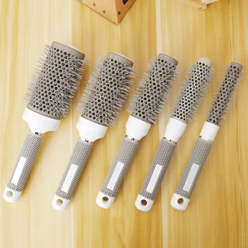 

5 Sizes Hair Brush Ceramic Iron Round Comb Barber Dressing Salon Styling
